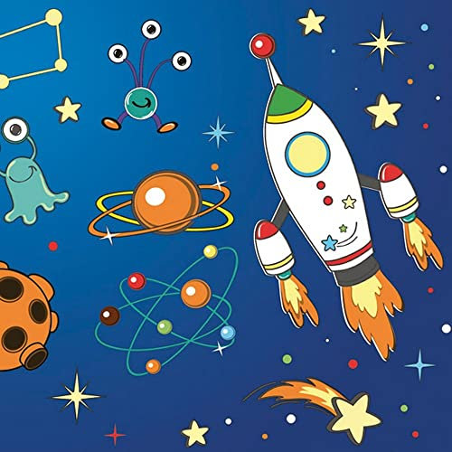 20 Servietten Kinder Aliens und Raketen im Weltall als Tischdeko. Papierservietten mit Motiv. Auch für Decoupage und Serviettentechnik 33x33cm