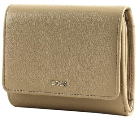 BOSS Alyce Trifold, Portefeuille_à Trois Volets Femme, Light Beige,
