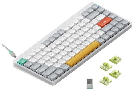 nuphy Air75 V2 Wireless Mechanical Keyboard, 84 Keys RGB Hot-Swap Keyboard, Supports Bluetooth 5.1, 2.4G and Wired Connection C for PC/Laptop/Windows/Mac-White Gateron Aloe Switch