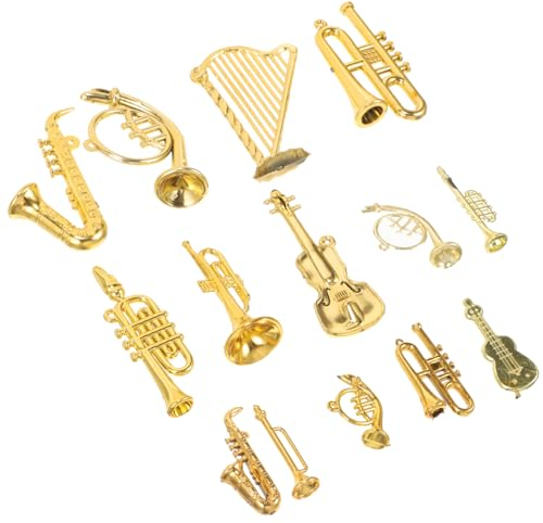 PRETYZOOM 14 Stück Kleine Musikinstrument-Anhänger Weihnachtsgitarren-Ornamente Winzige Instrumente Mini-Trompete Spielzeug Musikinstrument Nachbildung Weihnachtsbaum