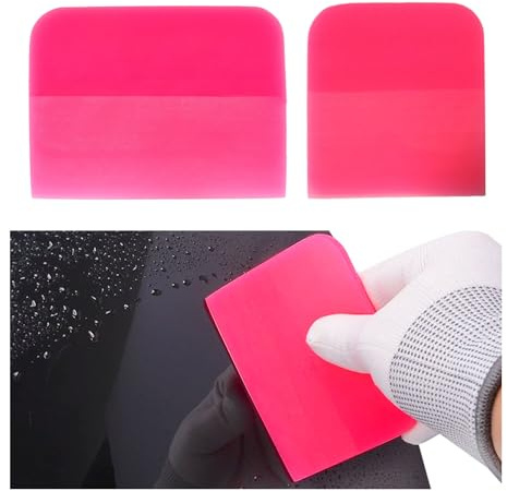 Dickno 2 Stück PPF-Rakel, kratzfester, weicher kleiner Gummi-Rakel, Auto-Fensterkantenschneider, Schaber für gebogene Oberflächen, universelle Fahrzeug-Vinylfolie und Fenstertönungswerkzeug (Rosa)
