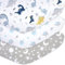 Plushii Baby Spannbettlaken 70x140cm - 3er Set Spannbetttuch für das Kinderbett - Weiche Mikrofaser - Oeko-Tex Standard 100 - Blau Dinosaurier