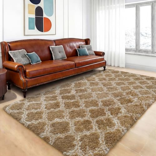 lekeplus Rugs Living Room Large Rugs Bedroom Anti Skid Rug Shaggy Soft Rug for Living Room Bedroom Play Area Kids Room Luxury Decorative(Khaki Lantern 180x270cm)
