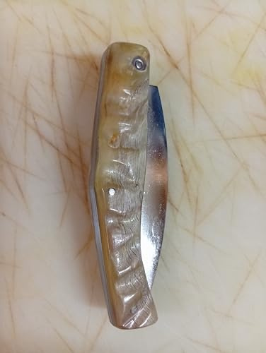 PALLARES Navaja Artesana SOLSONA, mango de asta de carnero, modelo busa 8 cm, Acero Carbono