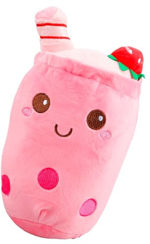 Rumyve Bubble Tea Plush Doll,Cute Boba Milk Tea Plushie,Cartoon Cup Shaped Hugging Cushion,Soft Comfortable Pillow Stuffed Birthday Gifts for Kids Children Adult(Pink)