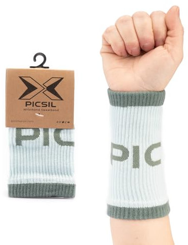 PicSil Sport-Schweißbänder aus Baumwolle, saugfähig, für Cross-Training, Padel, Tennis, Fitness, Unisex, Dunkelgrun