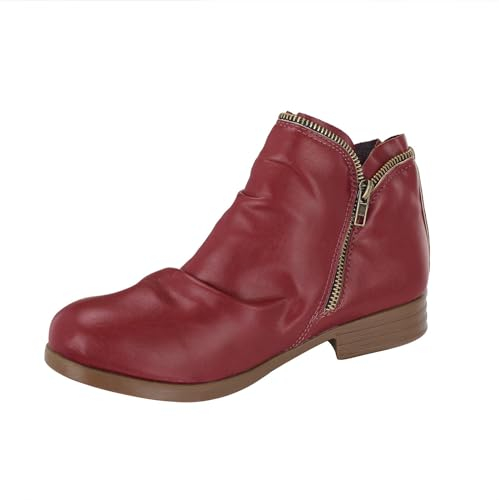 Moda Donna Scarpe Piattaforma Stivali Cowboy Stivali Per Le Donne Stivali Per Le Donne Tacco Basso Womens Stivali, Rosso, 36.5 EU