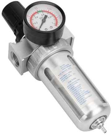 Druckminderer Druckluft 1/2 Zoll, Wasserabscheider Druckluftregler Druckluft mit Montageanschluss Luftkompressor Feuchtigkeitsfallen Filterregler für Druckluftkompressor