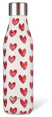 LES ARTISTES Paris A-4369 Bottle'Up, Thermos 500 ml, Gourde isotherme sans BPA, Réutilisable, Garde au chaud 12h et au froid 24h, Acier Inoxydable, Design Heart
