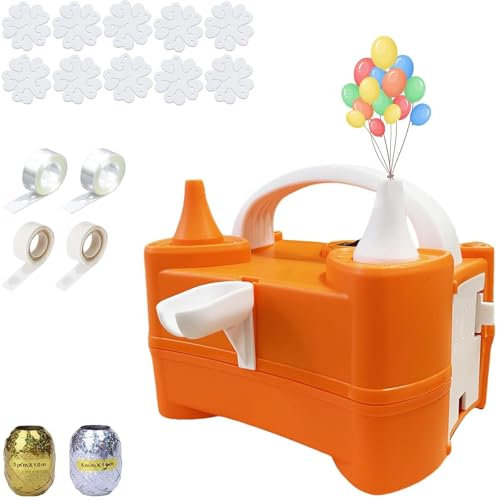 Pompe à Ballons Électrique, Gonfleur de Ballons Portable à Double Embout, Pompe Ballon avec 2 Modes, Pompe à Air Electrique pour Décorations de Fêtes, Anniversaire, de Mariage