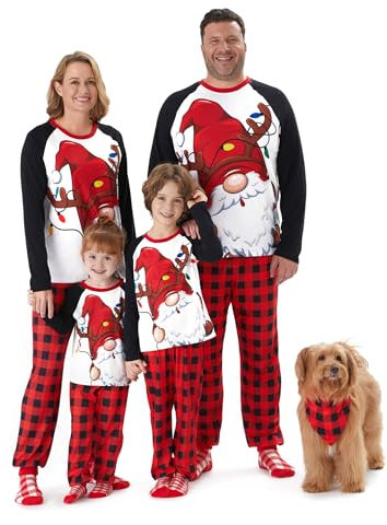PATPAT Pigiama Natale Famiglia Coordinati Natalizi per Tutta la Famiglia, Pigiami Invernali per Donna Uomo Bambini, Regali di Coppia, Vestito Capodanno Donna, Coordinati Coppia, Pigiami Invernali