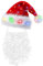 songyea Weihnachtsmann Bart Weihnachtsmütze mit Bart Erwachsene Weihnachtsmann Kostüm Accessoires Nikolausmütze mit Farbe LED Lichter, Weihnachtsmann Kostüm für Weihnachten Party Deko (A)
