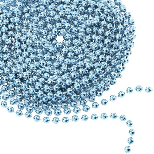 WedDecor 9 Meter Glänzende Perlengirlande für Weihnachtsbaum - Perlenschnur & Perlenkette, künstliche Perle Lametta für Xmas hängende Ornamente, Girlande Dekor Supplies für Weihnachten, Valentinstag,