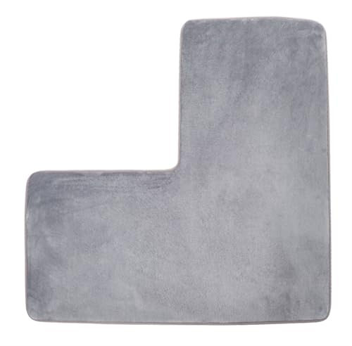 Generic Tappeto da bagno a forma di L, grigio, 80 x 80 cm (rettangolare), moderno, unisex, per bagno