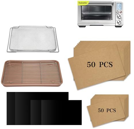 Air Fryer Accessories for Breville the Smart Oven Air Fryer Pro, Baking Set with Air Fryer Basket Pan Parchment Paper Disposable Airfryer Liner for Breville BOV900BSS