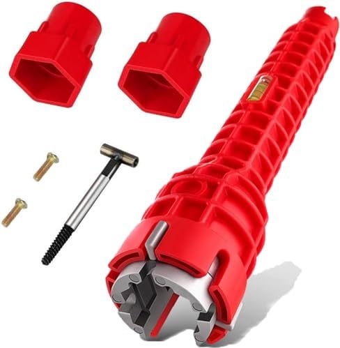 Wieat Plumbing Tap Spanner Set, 8 in 1 Multifunction Plumbing Tools, Basin Wrench,Plumbing Pipe Spanner Tool, for Toilet Bowl,Kitchen, Plumbing Wrench Spanner, Sink Faucet Installer Wrench Socket Kit