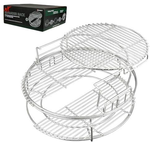 DOLAMOTY Ersatz Expander Rack Kit für Big Green Egg Large Accessories, Rack for Eggspander for BGE 5 Piece Kit Conveggtor Basket 304 Stainless Steel with Removable Cooking System Expander Rack