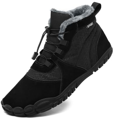AONETIGER Barefoot Bottes de Neige Hommes Femmes Minimaliste Barefoot Shoes d'hiver Imperméable Chaude Chaussure Pieds Nus Antidérapant Chaussures de Randonnée (688 Noir,46EU)