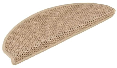 vidaXL Stair Mats 30 pcs Self-Adhesive Sisal-Look Fabric, Non-Slip, Sound Dampening, Washable, Sand 65x21x4 cm