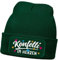 MoonWorks® Damen Beanie mit Patch Strickmütze mit Spruch Fasching Karneval Party Konfetti im Herzen Damenmütze Dunkelgruen Unisize