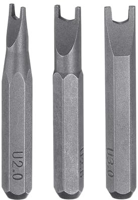 sourcing map 3pcs 2.0-3.0 U-Type Screwdriver Bit Set 5/32 Hex Shank 28mm Length S2 Steel Magnetic U-Shaped Head Hex Screw Driver Bits for Electric Manual Screwdrivers Precision Repair