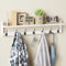 BAMEOS Whie Wall Hooks with Shelf 89cm Entryway Wall-Mounted Shelf, Coat Rack for Wall,Coat Hook Rack with 7 Dual Hooks for Bathroom, Living Room, Bedroom