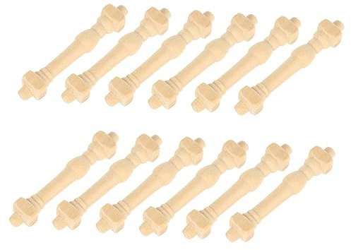 ibasenice Unique 12pcs Handrail Set 1:12 Scale Miniature Furniture Models Wooden Miniature Accessory