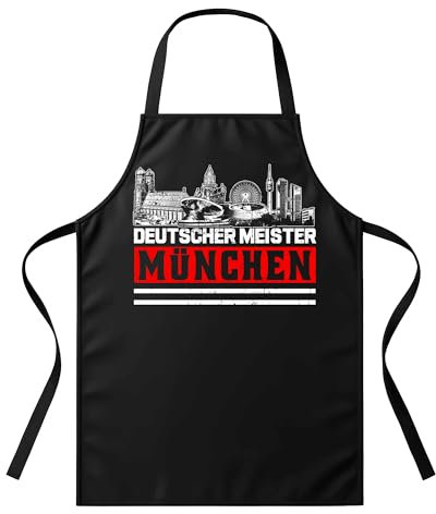 UGLYSHIRT Grillschürze Herren München Meister | Lustige BBQ Schürze für Männer – Geschenkidee für Fans, Grillmeister & Münchner – Schwarz – Einheitsgröße – Verstellbar | ohne Tasche