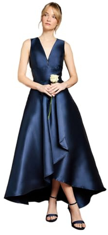 Coast Honoured Sleeveless Plunge Waterfall Twill Maxi Bridesmaid Dress, 16, Navy