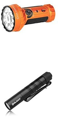 OLIGHT Bundle of Marauder Mini LED Super Hell 7000 Lumen 600 Meter Wiederaufladbare(Orange) + I3T 2 Mini Taschenlampe, 200 Lumen Kompakte Helle Licht mit beidseitigem Taschenclip