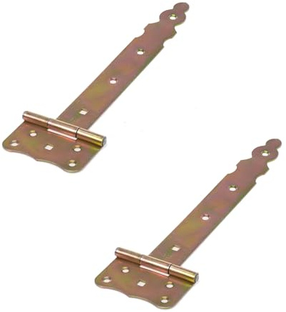 Aqbau Lot de 2 charnières en croix pour porte extérieure en bois (doré (galvanisé), 300 mm