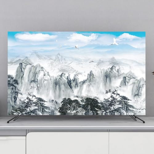 HSTANGKY TV Abdeckung TV Displayschutz Farbenfrohe Dekoration Für Wohnzimmer Und Innenbereich Abdeckung Universal Displayschutz Passend Für LCD/LED/Curved/Wand TVs-Mountain||58-60inch