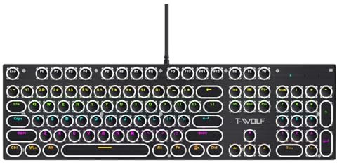 SenLiYuan Mechanical Gaming Keyboard Retro Typewriter Keyboard with Round Keycaps LED Backlit USB-Type-C Connect for Gaming and Entertainment (T75-Black)