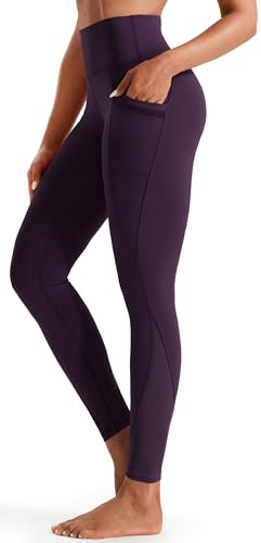 Persit Damen Sport Leggings mit Taschen - Blickdicht Lange Sporthose mit Mesh-Einsätzen
