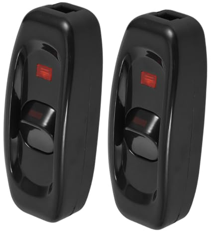 LOORGVEL 2 piezas Interruptor Inline con Botón Pulsador y Luz Indicadora para Lámpara de Mesita de Noche Control Sencillo Compatible con Diversos Aparatos Eléctricos de Unidades Negras