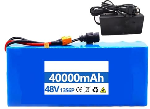 E-Bike Akku 60V 40Ah, Elektrofahrrad Batterie 60V 40Ah 16S6P Fahrrad Batterien Mit Ladegerät Eingebauter BMS E-Bike Battery Für 200W ~1200W Motor 60V 40Ah,XT60