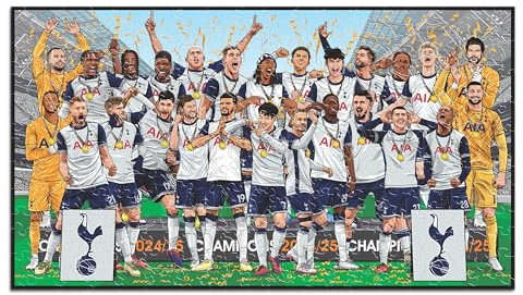 Iconic Puzzles - Tottenham Hotspur FC, European Champions 24/25, offiziell Lizenziertes Holzpuzzle, 100% nachhaltig, Geschenk für Erwachsene und Kinder, Größe S, 150 Teile