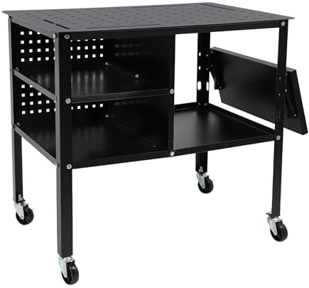 Schweißarbeitstisch, 111 * 60 * 85cm Arbeitstisch mit Rädern, Mobiler Multifunktionale Stahlarbeitsplatz bis 500kg – hohe Stabilität & große Arbeitsfläche