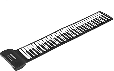 Akozon Handrollklavier mit 61 Tasten – Tragbares 4D-Stereo-Surround-Sound-Roll-Up-Keyboard mit Integrierten Lautsprechern, MIDI-Unterstützung und Multi-Plattform-Kompatibilität für Alle