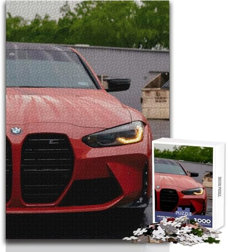 1000-Teile-Puzzle für Teenager, rotes BMW M, einzigartige Herausforderung, lustiges und witziges Kunstwerk, Geschenkidee, Größe 38x52cm