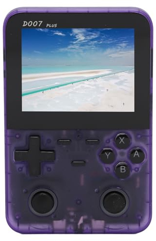 Vvikizy Handheld Retro Game Console with Dual Joystick for Entertainment, 3.5 Inch IPS Display Screen Player for Gamers (Translucent Purple)