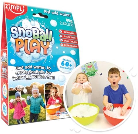 Zimpli Kids-5445 Convierte el Agua en Nieve Artificial Paquete de Batalla Snoball, Liso, Color Blanco, 4 Unidades (5470)