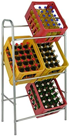 Spetebo Getränkekistenregal aus Metall 116 x 50 cm - in silber für 6 Kisten – Flaschenkastenregal für genormte Getränkekästen – Regal für Getränkekisten Kastenständer Klappbox Ordnungssystem