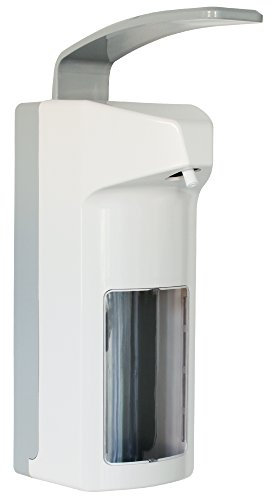 SANISMART | Desinfektionsmittelspender Kunststoff | 1000 ml | Mit langem Armhebel | Wandspender für Desinfektionsmittel | Nachfüllbar & mit Sichtfenster