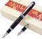 Duke Black Fountain Pen Double-Nibs Iridium Medium and Fude Calligraphy Nib Interchangeable Writing Gift Box Set for Office/Business/Art/Painting