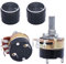 Taiss- 2 potenziometri singoli, a cono lineare, da wh138, 10K, 50K, 100K, 250K, 500K Ohm (a scelta), con interruttore on/off + 2 manopole nere d’alluminio, 100k ohm, 1