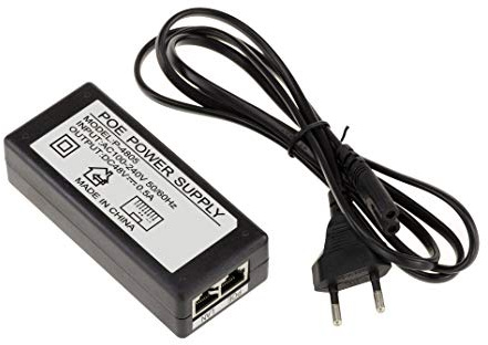 KALEA-INFORMATIQUE Externes POE-Netzteil Power Over Ethernet 220V zu 48V 0.5A. Einspeisung + auf Adern 4 und 5 und - auf Adern 7 und 8. RJ45-Eingang und -Ausgang.