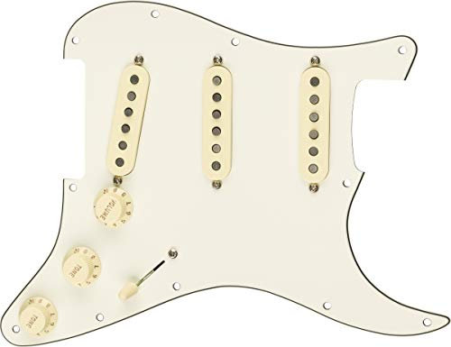 Fender Strat Pickguard, vorverkabelt, Custom Shop Texas Special SSS, Pergament, 11-Loch, PG