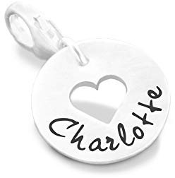 Charms Anhänger Gravur personalisiert 925 Silber LOVELY mit Herz und Namen für Armbänder Bettelarmband