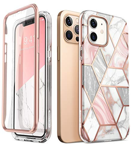i-Blason Cosmo Series Case for iPhone 12 / iPhone 12 Pro 5G 6.1 inch (2020 Release), Full-Body Case with built-in Screen Protector (Marble)